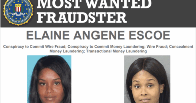 Cartaz do FBI Most Wanted Fraudsters com foto de Elaine Angene Escoe