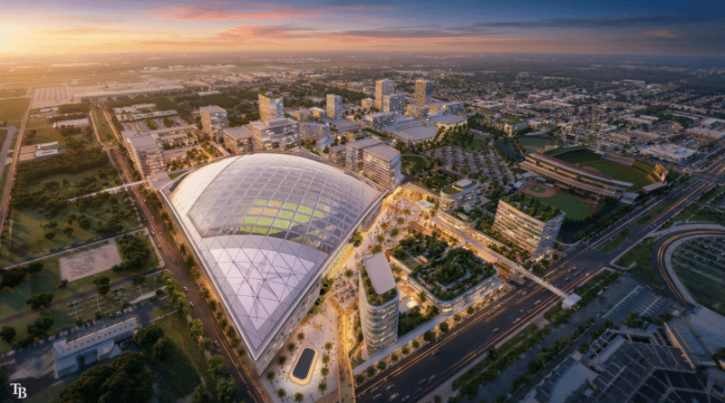 Renderização do novo estádio do Tampa Bay Rays em Tampa