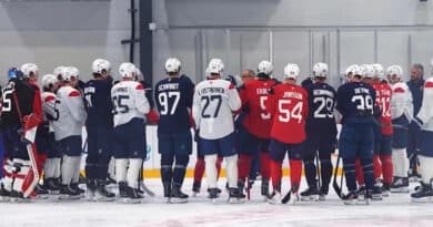 Florida Panthers em treinamento no Amerant Bank Arena