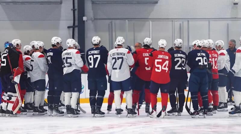 Florida Panthers em treinamento no Amerant Bank Arena